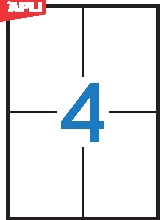 01280 APLI Наклейки прямоугольные, 105х148мм, 4шт, А4,100л