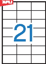 03136 APLI Наклейки прямоугольные, 70х42.4мм,21шт,А4,100л