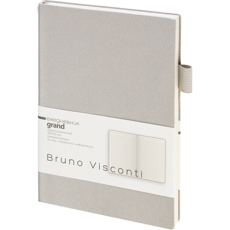 2309919 Ежедневник недатированный Bruno Visconti Grand искусственная кожа А5 128 листов серебряный, 3-774/12