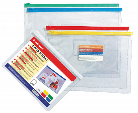 2935 Zip-  ErichKrause PVC Zip Pocket, A4,  (   12 .)