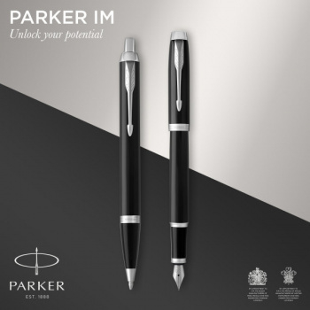 1829323 Набор ручек Parker IM Core FK221 (2093215) Black CT сталь нержавеющая подар.кор. ручка перьевая, ручка шариковая