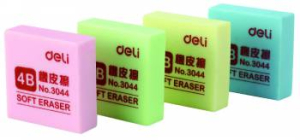 475223 Ластик Deli E3044 Soft 35x35x11мм ПВХ ассорти