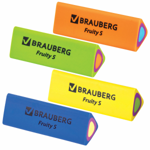 228713 Ластик BRAUBERG «Fruity S», 44х15х15 мм, цвет ассорти, треугольный
