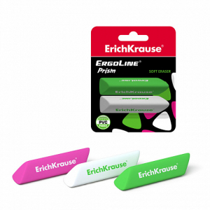 44480 Ластик ErichKrause ErgoLine® Prism (в блистере по 2 шт.)