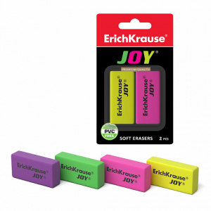 34650 Ластик ErichKrause JOY (в блистере по 2 шт.)