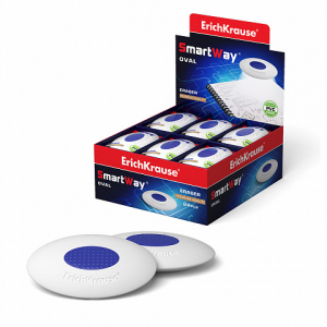 45532 Ластик с пластиковым держателем ErichKrause SmartWay® Oval (в пакете с европодвесом) (в коробке по 24 шт.)