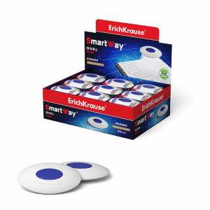 45533 Ластик с пластиковым держателем ErichKrause SmartWay Mini Oval (в пакете с европодвесом) (в коробке по 36 шт.)