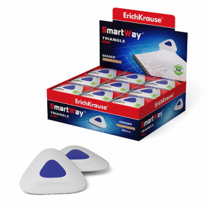 45552 Ластик с пластиковым держателем ErichKrause SmartWay Mini Triangle (в пакете с европодвесом) (в коробке по 36 шт.)