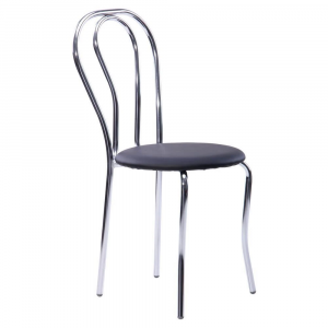 Стул SitUp TULIPAN Chrome, каркас хром, черная экокожа
