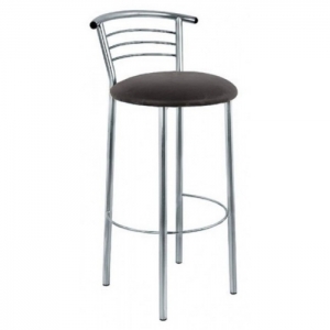 Стул барный SitUp MARCO Hoker Silver, каркас серебро, черная экокожа