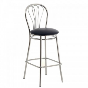 Стул барный SitUp VENUS Hoker Chrome, каркас хром, черная экокожа