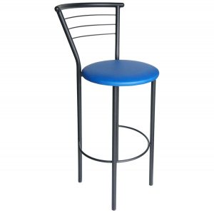 Стул барный SitUp MARCO Hoker Black, черный каркас, синяя экокожа