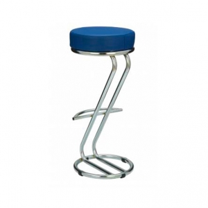 Стул барный SitUp ZETA Hoker Chrome, каркас хром, синяя экокожа
