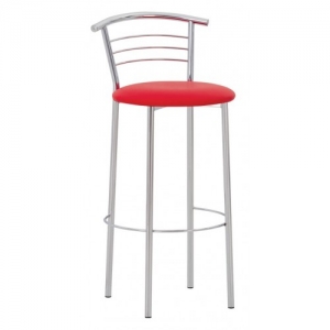 Стул барный SitUp MARCO Hoker Silver, каркас серебро, красная экокожа