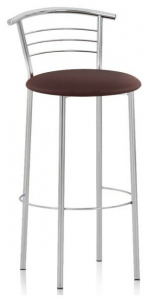 Стул барный SitUp MARCO Hoker Silver, каркас серебро, коричневая экокожа