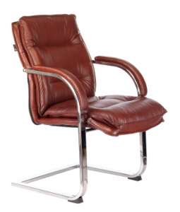 1399472 Кресло Бюрократ T-9927SL-LOW-V светло-коричневый Leather Eichel кожа низкая спинка полозья металл хром