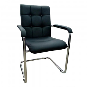 Кресло SitUp SOFIA Chrome, каркас хром, черная экокожа