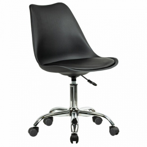 532925 Кресло стул BRABIX «Eames MG-310 CH», хром, пластик черный, экокожа черная