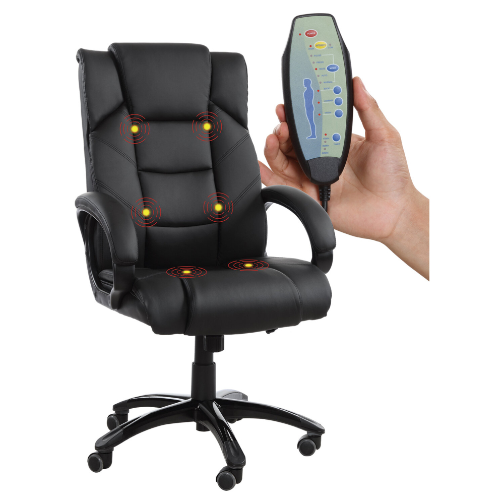 532522 Кресло офисное BRABIX «Bliss MS-004», 6 массажных модулей, экокожа, черное