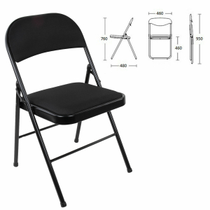 532889 Стул складной BRABIX «Golf Plus CF-003 КОМФОРТ», чёрный каркас, чёрная ткань