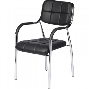 478753 Стул офисный Easy Chair 805 VP черный (искусственная кожа, металл хромированный)