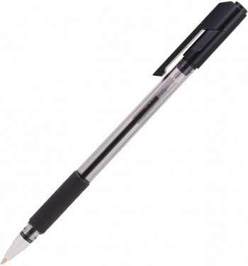 1113792 Ручка шариков. Deli Arrow EQ01620 прозрачный/черный d=0.7мм черн. черн. резин. манжета
