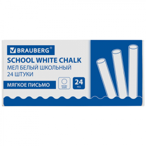 227439 Мел белый мягкое письмо, набор 24 шт., круглый, BRAUBERG