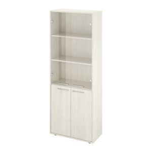 КЦ28 Шкаф закрытый со стеклом 700х338х1845 (КЦ14+КЦ17*2+КЦ40*2+ДБ48*2), скандинавское дерево белое