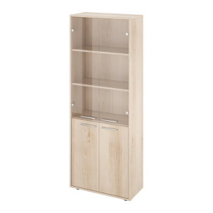 КЦ28 Шкаф закрытый со стеклом 700х338х1845 (КЦ14+КЦ17*2+КЦ40*2+ДБ48*2), бук артизан перламутровый