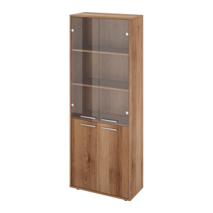 КЦ28 Шкаф закрытый со стеклом 700х338х1845 (КЦ14+КЦ17*2+КЦ40*2+ДБ48*2), бук артизан трюфельный