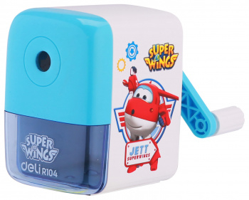 1804864 Точилка для карандашей механическая Deli ER10409 Super Wings 1 отверстие пластик ассорти