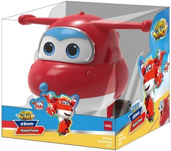 2106467 Точилка для карандашей механическая Deli EH517 Super Wings 1 отверстие пластик красный коробка