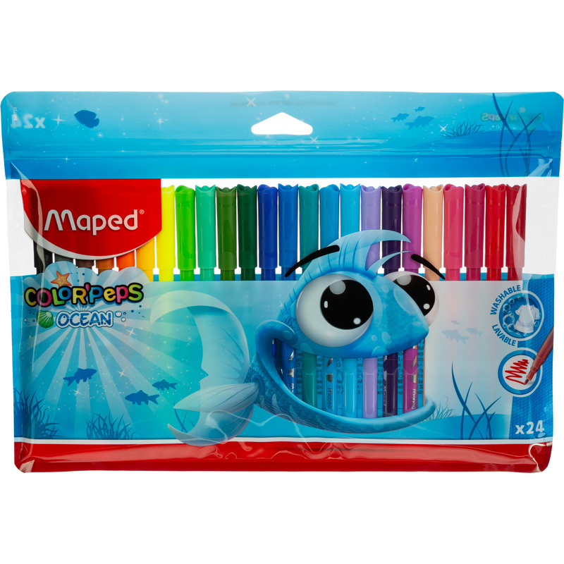 733547 Фломастеры Maped Color'peps Ocean 24 цвета с вентилируемыми колпачками смываемые
