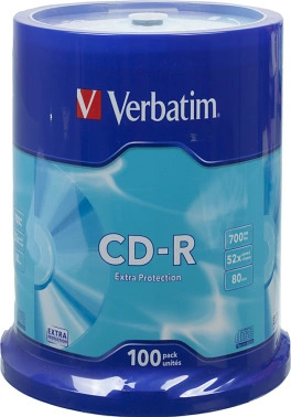 33041 ���� CD-R Verbatim 700Mb 52x Cake Box (100��) (43411)