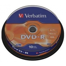 49431 ���� DVD-R Verbatim 4.7Gb 16x Cake Box (10��) (43523)