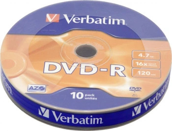 587859 Диск DVD-R Verbatim 4.7Gb 16x bulk (10шт) (43729)
