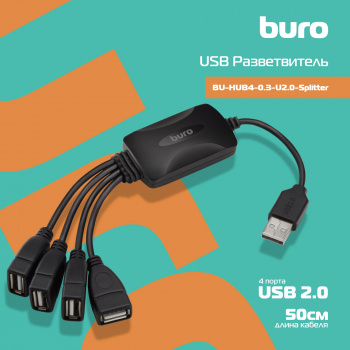 1001420  USB 2.0 Buro BU-HUB4-0.3-U2.0-Splitter 4 . 