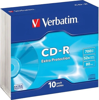 19038 Диск CD-R Verbatim 700Mb 52x Slim case (10шт) (43415)