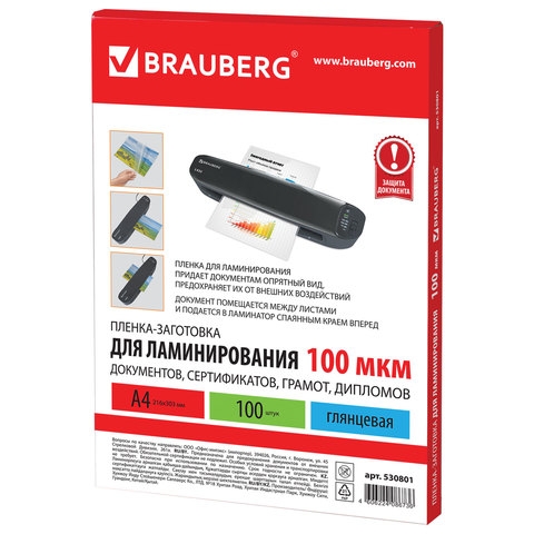 530801 -   4,  100 ., 100 , BRAUBERG, 530801