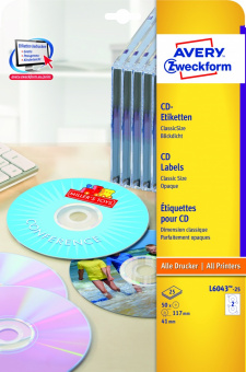 L6043-25    CD/DVD, d-117, IJ+L+K+CL, ., 50 ./., 25 , Avery Zweckform
