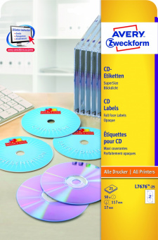 L7676-25    CD/DVD, d-117, ,IJ+L+K+CL, ., 50 ./., 25 , Avery Zweckform