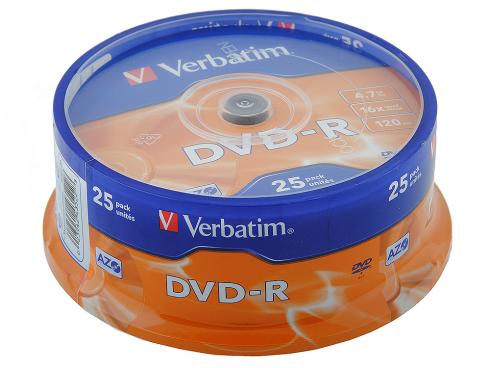 46209 DVD-RC025/V16  DVD-R Verbatim 4.7Gb 16x Cake Box (25) (43522)