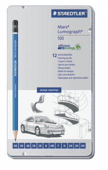 100G12   Staedtler Mars Lumograph, 12  (6B-4H)