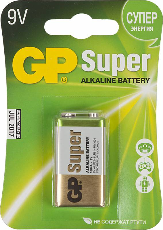 558931  GP Super Alkaline 1604A 6LR61 9V 550mAh (1)