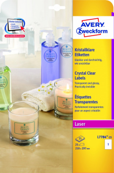 L7784-25   CrystalClear 210297, L+CL, ., 25 ./., 25, Avery Zweckform