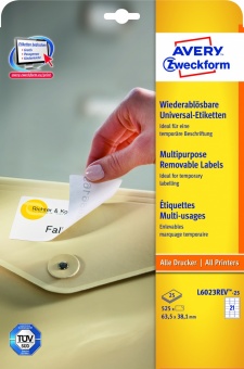 L6023REV-25    63,5x38,1 , IJ+L+K+CL, , 525 .,25, Avery Zweckform