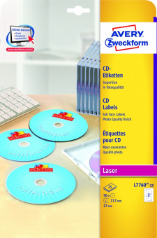 L7760-25    CD/DVD, d-117,, CL, ., 50 ./., 25, Avery Zweckform